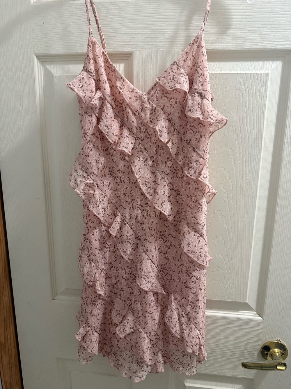 Altar'd State Blush Pink Floral Ruffle Slip Dress, size small